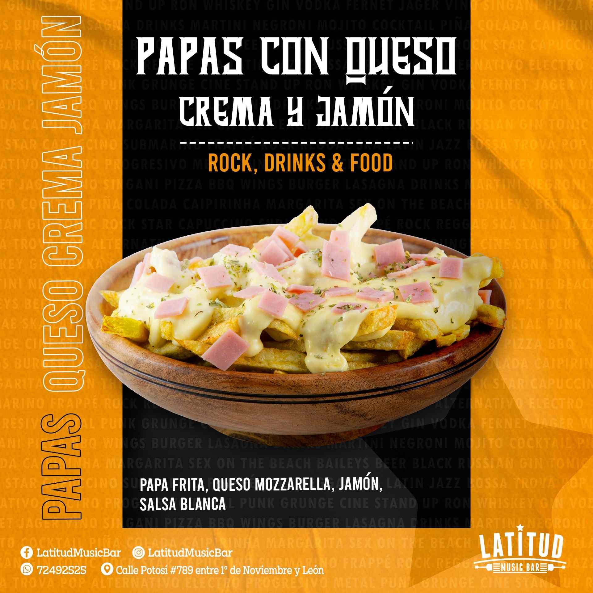 Foto del plato Papas con queso crema y jamón 